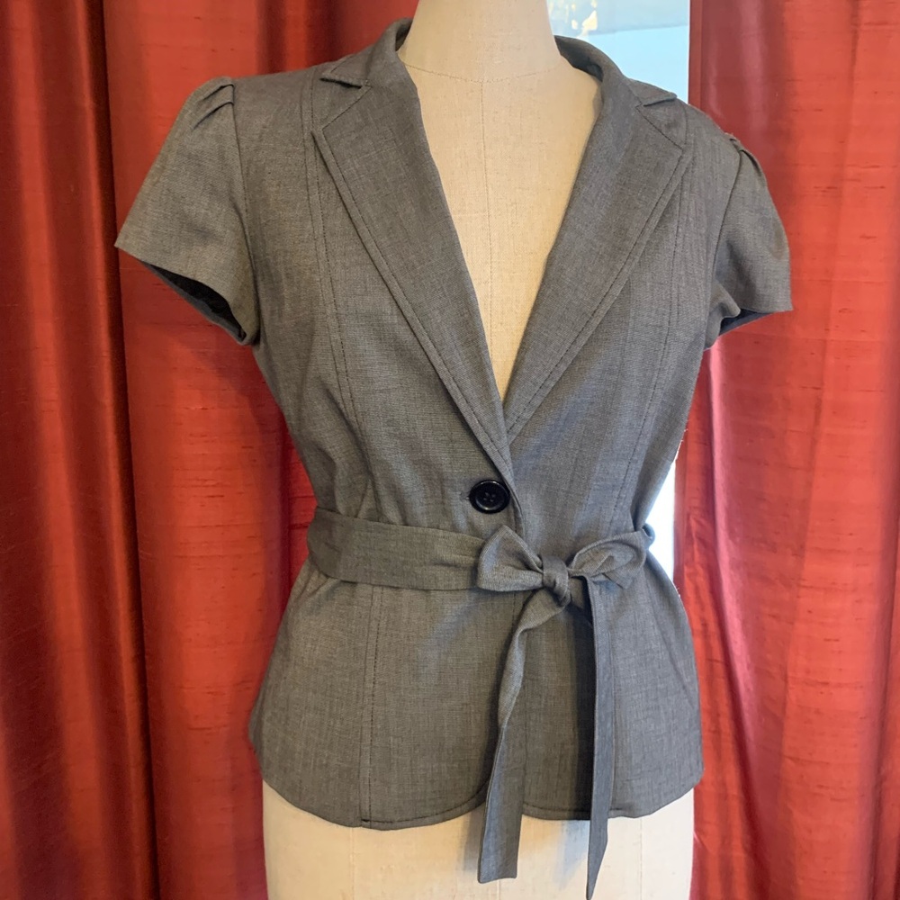 Gray Women's Blazer with Belt
